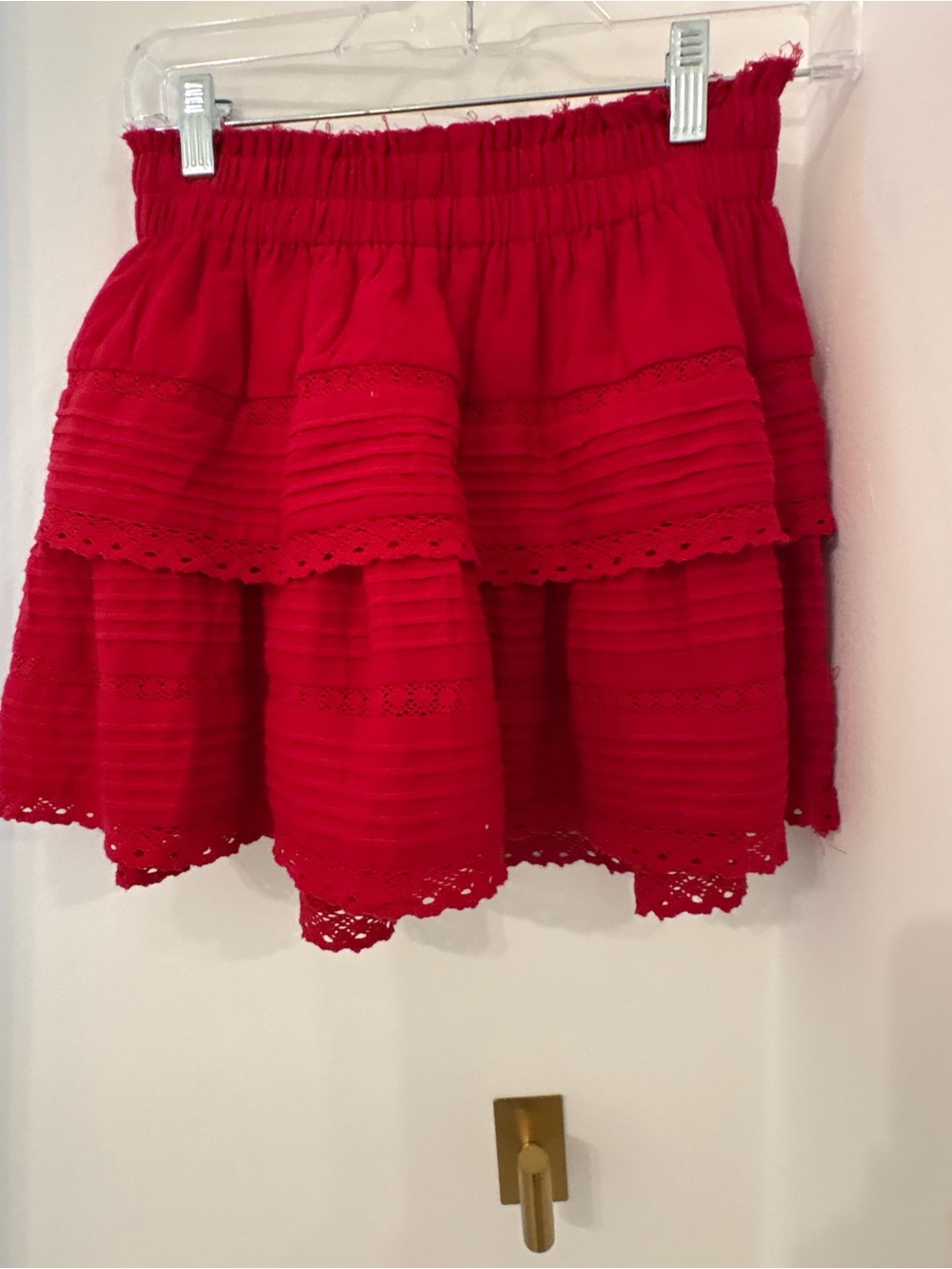 Tiered Red Eyelet Skater Mini Skort